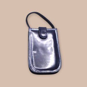 Navy Blue Patent Leather Look Cell Phone Bag